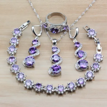 Natural Purple Austria Crystal White Zircon Women Wedding Jewelry Sets Long Earrings/Necklace/Bracelet/Ring
Natural Purple Austria Crystal White Zircon Women Wedding Jewelry Sets Long Earrings/Necklace/Bracelet/Ring