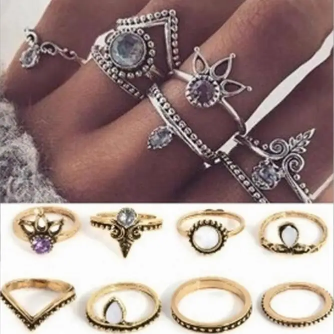 8 pcs / set Vintage alloy Crystal Crown Ring Geometric V-shaped circle Bohemian Beach For Women Fashion Jewelry
8 pcs / set Vintage alloy Crystal Crown Ring Geometric V-shaped circle Bohemian Beach For Women Fashion Jewelry