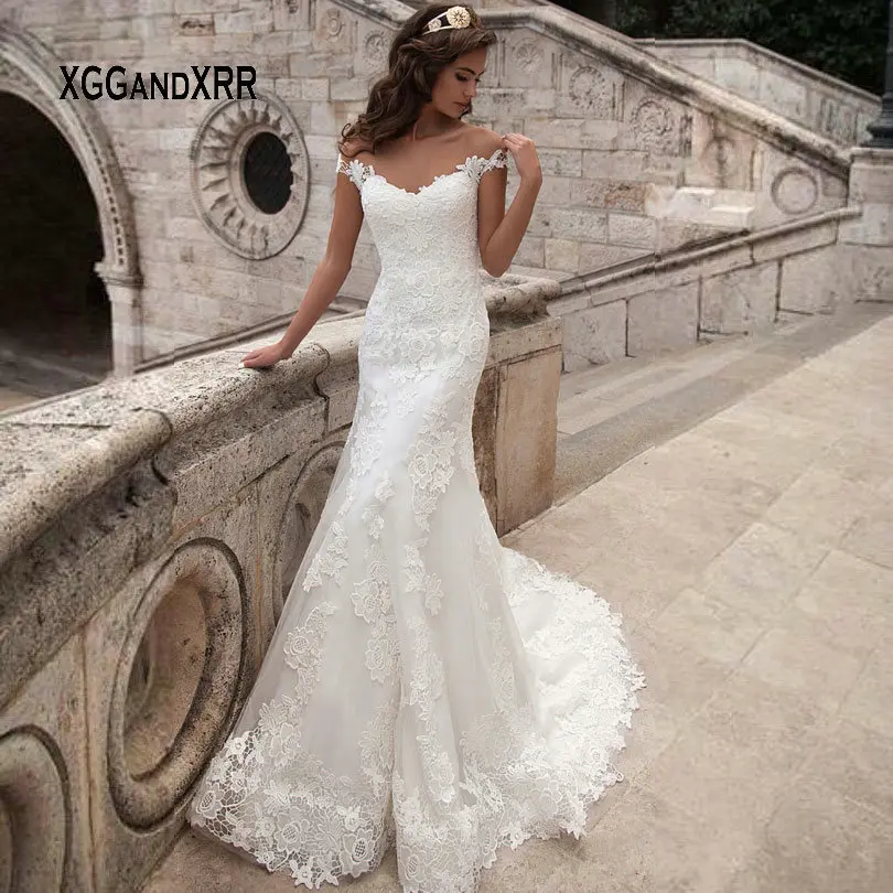 Amazing 2017 Mermaid Wedding Dresses Lace Appliques Elegant Bridal Gowns Cap Sleeve O-Neck Short Sleeves vestido de noiva Amy263
Amazing 2017 Mermaid Wedding Dresses Lace Appliques Elegant Bridal Gowns Cap Sleeve O-Neck Short Sleeves vestido de noiva Amy263