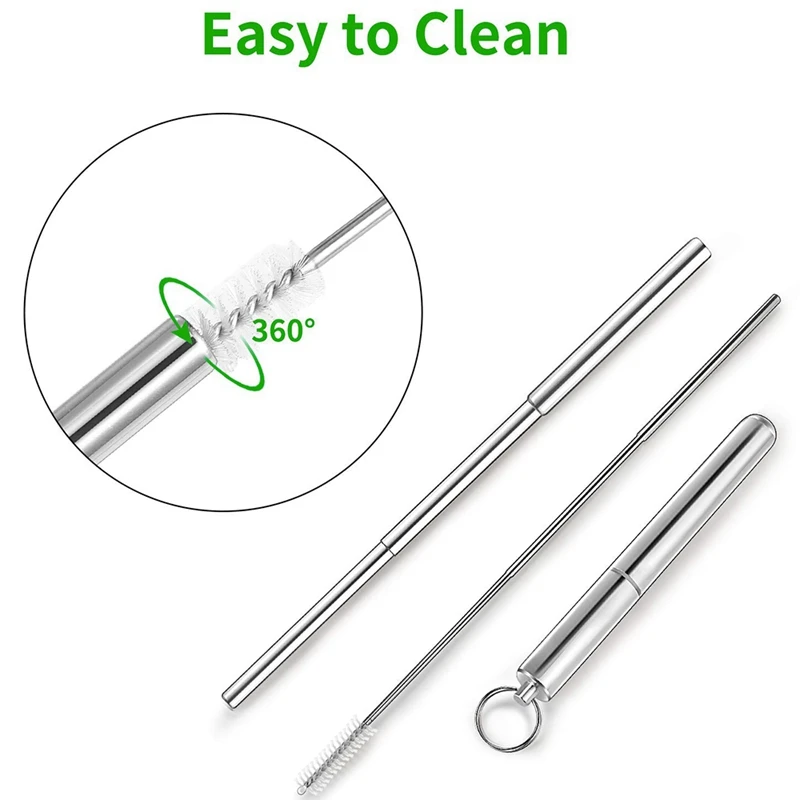 Portable Reusable Drinking Straws - Telescopic Stainless Steel Straw With Aluminum Case And Cleaning Brush
Portable Reusable Drinking Straws - Telescopic Stainless Steel Straw With Aluminum Case And Cleaning Brush
