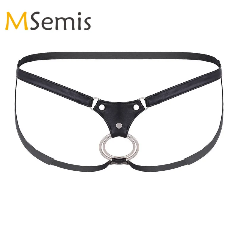 Mens Lingerie Gay Underwear Jockstrap Leather Open Back Panties Hollow Out Bikini G-string with Metal Rings Exotic Cuecas Gay
Mens Lingerie Gay Underwear Jockstrap Leather Open Back Panties Hollow Out Bikini G-string with Metal Rings Exotic Cuecas Gay