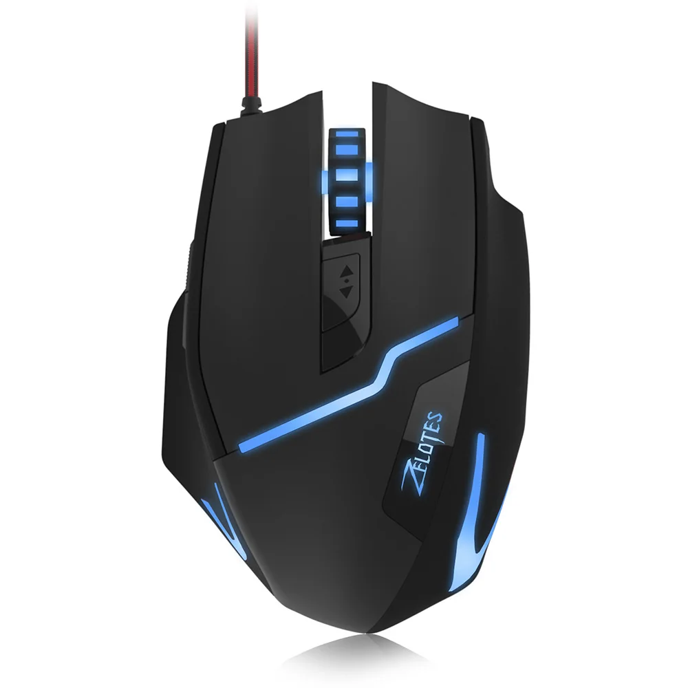 ZELOTES T10 оптическая 7200 dpi 7D USB Pro игровая проводная мышь с светодиодный подсветкой |