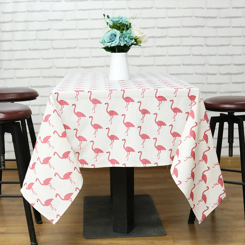 

Linen Table Cloth Flamingo Printed American Style Table Cover Nappe Tablecloth Water-proof Manteles Para Mesa Toalha De Mesa