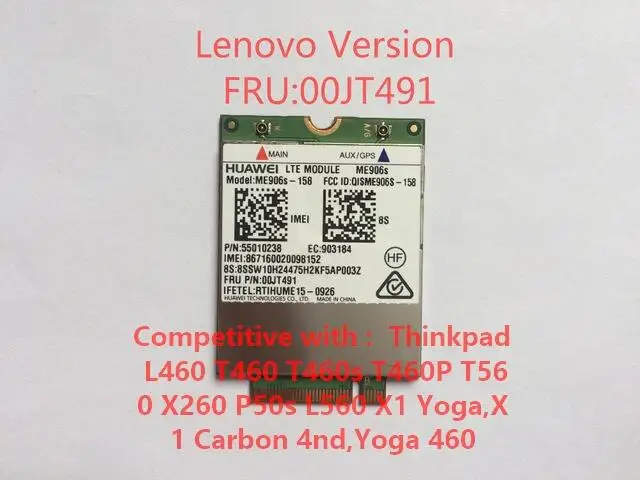 ME906S ME906S-158 4G NGFF для Thinkpad L460 L560 T460 T460s T460P T560 X260 P50s ,X1 Yoga,X1 Carbon FRU 00JT491 JINYUSHI stock
ME906S ME906S-158 4G NGFF для Thinkpad L460 L560 T460 T460s T460P T560 X260 P50s ,X1 Yoga,X1 Carbon FRU 00JT491 JINYUSHI stock
