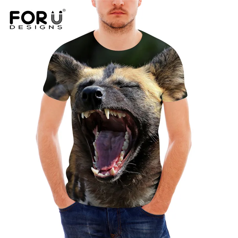 FORUDESIGNS/мужская футболка в африканском стиле с изображением диких собак брендовая