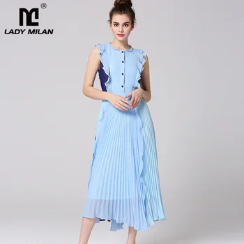 New Arrival 2019 Women's Peter Pan Collar Sleeveless Ruffles Pleated Patchwork Fashion Designer Casual Dresses
New Arrival 2019 Women's Peter Pan Collar Sleeveless Ruffles Pleated Patchwork Fashion Designer Casual Dresses
