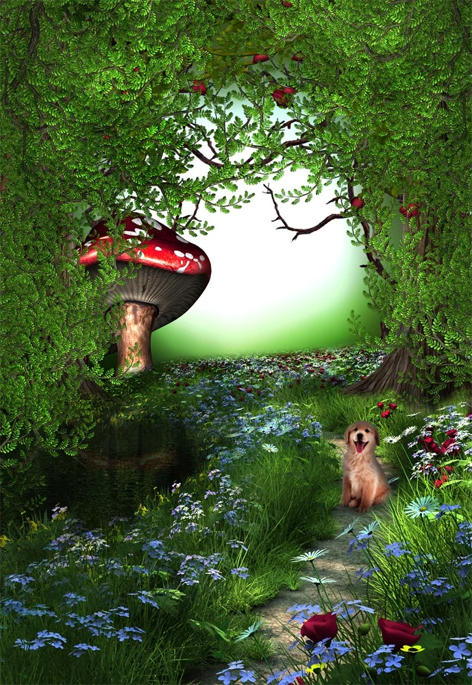 Laeacco Dreamlike Jungle Export Mushroom Dog Flowers Photographic Backgrounds Customized Photography Backdrops For Photo Studio
Laeacco Dreamlike Jungle Export Mushroom Dog Flowers Photographic Backgrounds Customized Photography Backdrops For Photo Studio