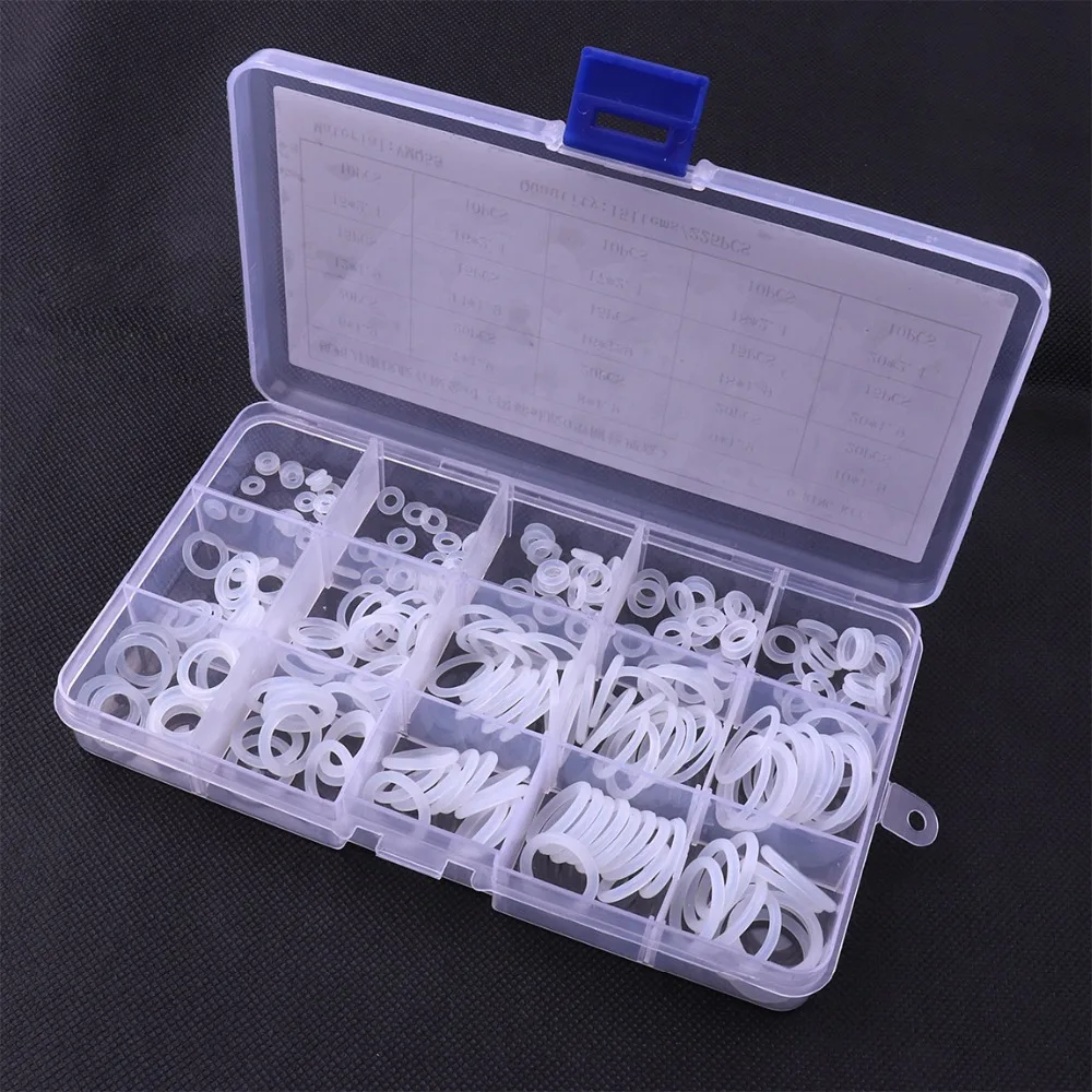 Mini 225PCS/pack O Ring VMQ White Washer Sealing Assortment Kit Oil-proof Seals Set Rubber O-rings Sets For Car Auto Car-styling
Mini 225PCS/pack O Ring VMQ White Washer Sealing Assortment Kit Oil-proof Seals Set Rubber O-rings Sets For Car Auto Car-styling