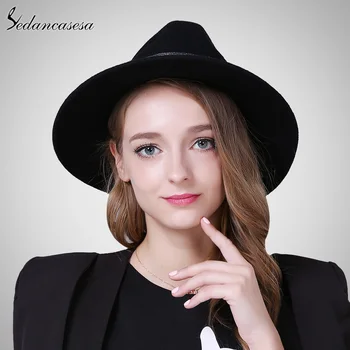 Sedancasesa New Fedora Hat Female Winter Autumn England Wool Felt Hat Wide Brim vintage with Black Jazz Hat Woman FM072001
Sedancasesa New Fedora Hat Female Winter Autumn England Wool Felt Hat Wide Brim vintage with Black Jazz Hat Woman FM072001