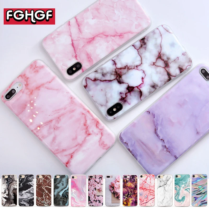 

New For iphone 5s 5 SE 6 6s 6/7/8 plus X Granite Scrub Marble Stone image Painted Silicone Phone Case For iphone XR XS Max