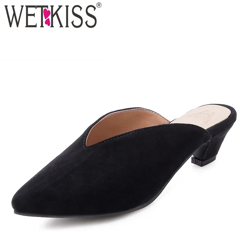 WETKISS Plus Size 32-48 Flock Slippers Woman Pointed Toe Footwear Fashion Med Heels Slides Shoes Female Mules Shoes Women Summer
WETKISS Plus Size 32-48 Flock Slippers Woman Pointed Toe Footwear Fashion Med Heels Slides Shoes Female Mules Shoes Women Summer
