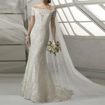 Short Sleeve Lace Wedding Dresses White Mermaid Boat Neck Elegant Beautiful China Wedding Dresses Vestido De Noiva Plus Size
Short Sleeve Lace Wedding Dresses White Mermaid Boat Neck Elegant Beautiful China Wedding Dresses Vestido De Noiva Plus Size