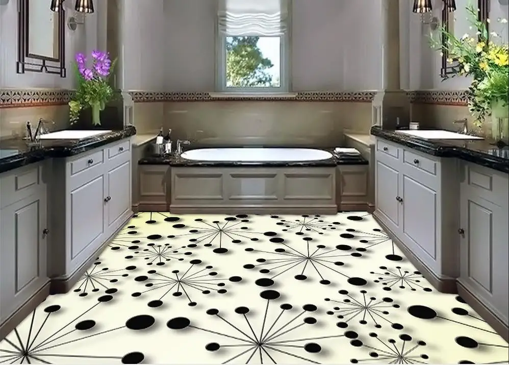 Home Decoration Abstract flowers simple black and white fashion pattern 3d flooring pvc floor wallpaper
Home Decoration Abstract flowers simple black and white fashion pattern 3d flooring pvc floor wallpaper