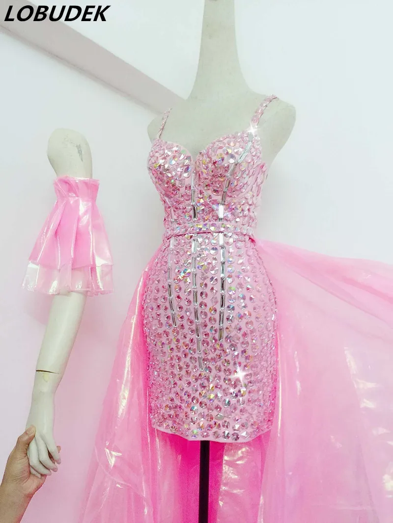 Bar Nightclub Women Pink Yarn Tail Glitter Rhinestones Strap Dress Female Singer Stage Outfit Clubwear Dancer Show Dance Costume
Bar Nightclub Women Pink Yarn Tail Glitter Rhinestones Strap Dress Female Singer Stage Outfit Clubwear Dancer Show Dance Costume