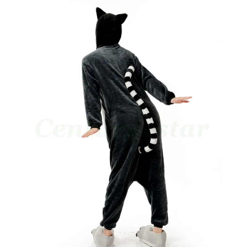 Anime-Pajamas-Lemur-Long-Tail-Monkey-Cosplay-fantasias-halloween-costumes-for-women-animal-adult-onesie-Flannel