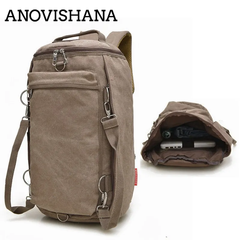 

ANOVISHANA 15inch Quality Canvas Large Capacity Backpack Protable Crossbody Shoulder Bags Men Travel Teenage Mochila school Bag