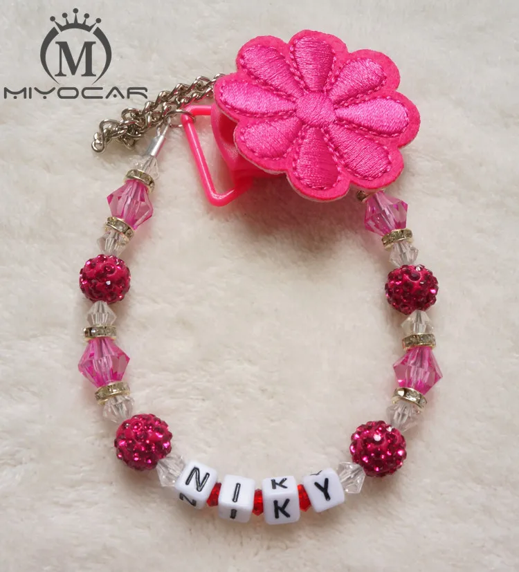 MIYOCAR Personalised -Any name red flower Bling Customized pacifier chain/pacifier clips/Dummy clip/pacifier holder
MIYOCAR Personalised -Any name red flower Bling Customized pacifier chain/pacifier clips/Dummy clip/pacifier holder