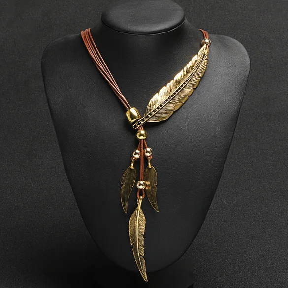 FANALA Women Necklace Choker Fashion Jewelry Bohemian Style Pendants Bronze Rope Chain Feather Pattern Pendant Necklace
FANALA Women Necklace Choker Fashion Jewelry Bohemian Style Pendants Bronze Rope Chain Feather Pattern Pendant Necklace
