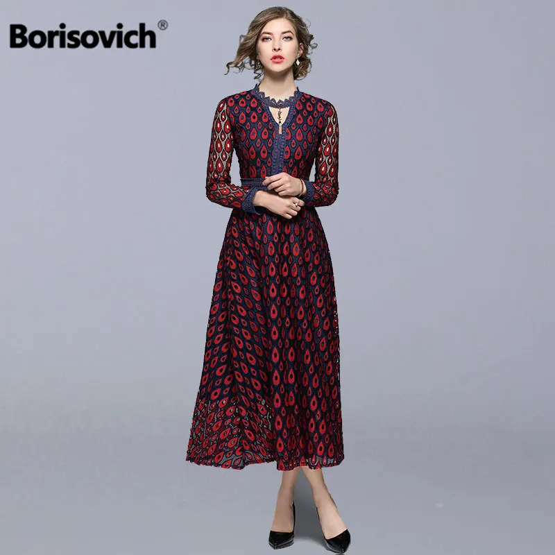 Borisovich Female Casual Long Dress New Brand 2018 Autumn Fashion Hollow Out Lace A-line Elegant Slim Women Party Dresses M901
Borisovich Female Casual Long Dress New Brand 2018 Autumn Fashion Hollow Out Lace A-line Elegant Slim Women Party Dresses M901