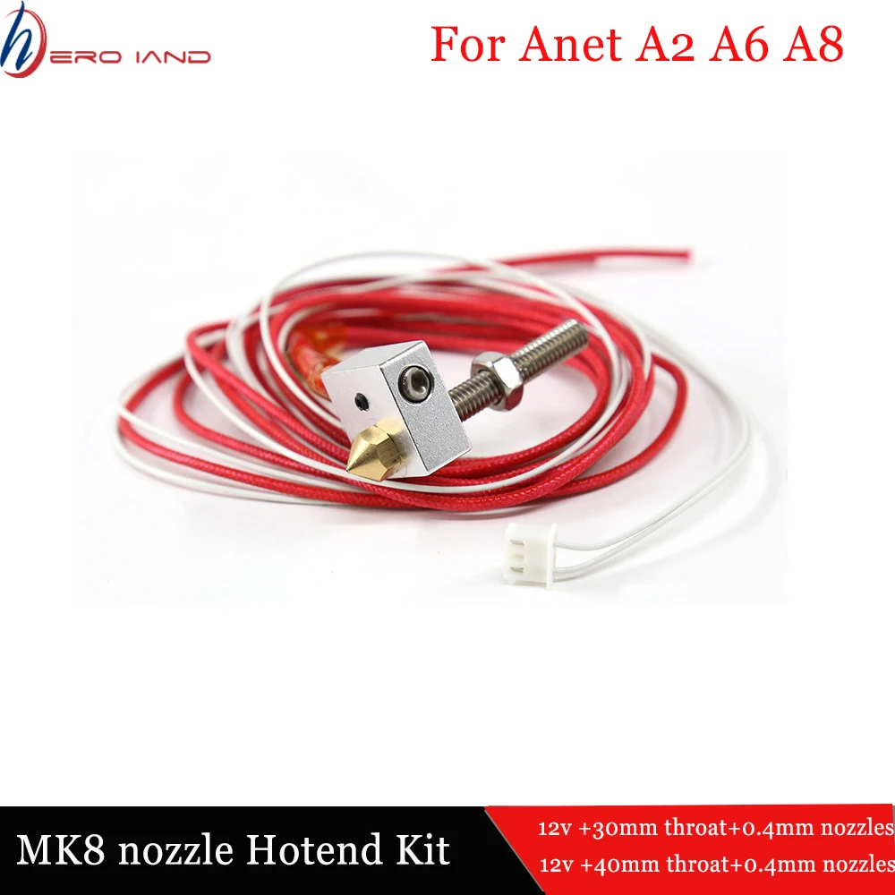 Anet 30/40mm throat teflon tubes A6 A8 A2 e10 e12 MK8 nozzle extruder kit 0.4mm 3d printer nozzles parts hotend DIY Accessories
Anet 30/40mm throat teflon tubes A6 A8 A2 e10 e12 MK8 nozzle extruder kit 0.4mm 3d printer nozzles parts hotend DIY Accessories
