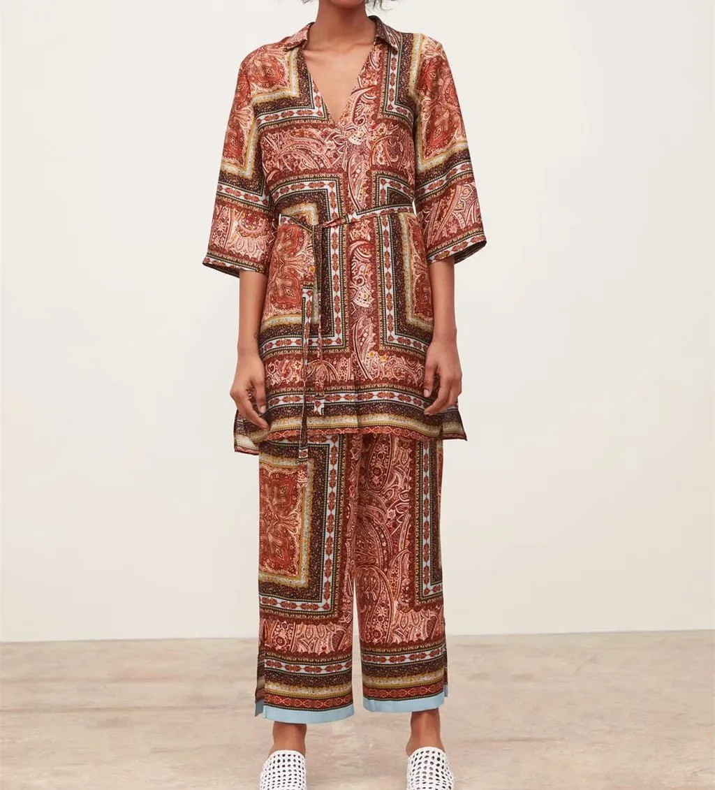 Women vintage print casual loose kimono Mid-long blouse shirt three quarter sleeve sashes femininas blusas chic long tops spring
Women vintage print casual loose kimono Mid-long blouse shirt three quarter sleeve sashes femininas blusas chic long tops spring