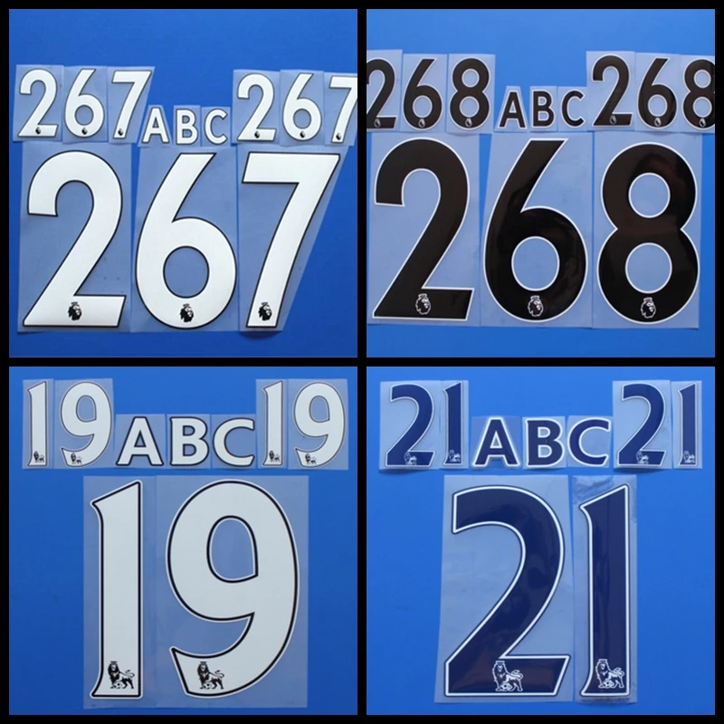 Premier League customization football number name font print, Hot stamping Soccer patches badges
Premier League customization football number name font print, Hot stamping Soccer patches badges