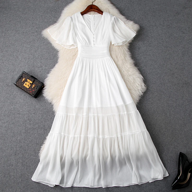 2019 New High quality Spring ladies Slim sexy dress summer Sweet Long Dress Short sleeve Women lady V Neck party dresses white
2019 New High quality Spring ladies Slim sexy dress summer Sweet Long Dress Short sleeve Women lady V Neck party dresses white