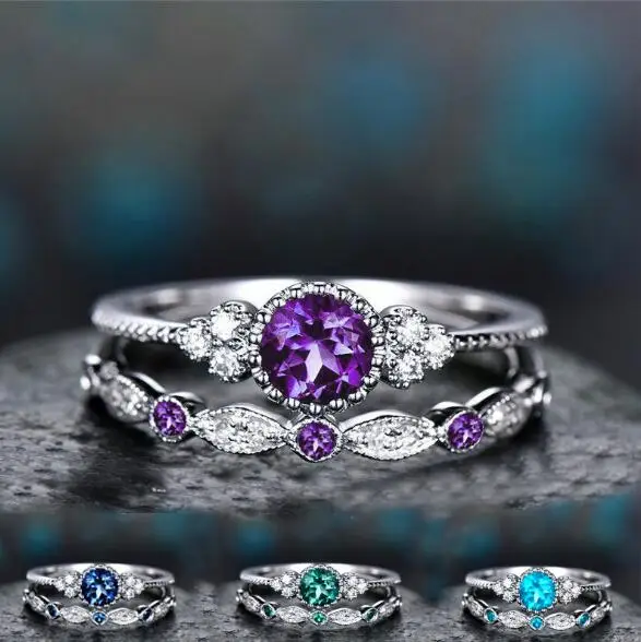 2Pcs/Set 2018 Luxury Green Blue Stone Crystal Rings For Women Sliver Color Wedding Engagement Rings Jewelry Crystal Wedding Ring
2Pcs/Set 2018 Luxury Green Blue Stone Crystal Rings For Women Sliver Color Wedding Engagement Rings Jewelry Crystal Wedding Ring