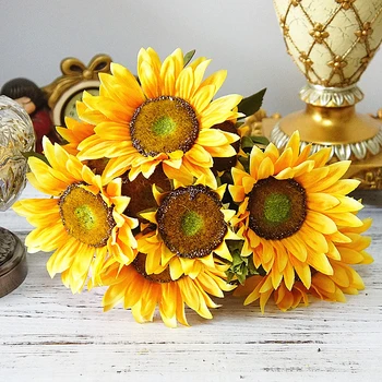 13 heads high simulation oil painting Big bunch Plastic sunflower Artificial Silk Sun Flowers DIY Home Garden Table Decor
13 heads high simulation oil painting Big bunch Plastic sunflower Artificial Silk Sun Flowers DIY Home Garden Table Decor