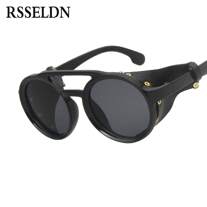 RSSELDN 2019 Fashion Vintage SteamPunk Punk Style Round Sunglasses Men Women Brand Design Leather Side Shield Sun Glasses Oculos
RSSELDN 2019 Fashion Vintage SteamPunk Punk Style Round Sunglasses Men Women Brand Design Leather Side Shield Sun Glasses Oculos