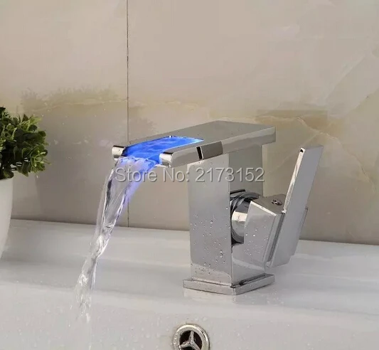 Free Shipping Single Handle Chrome Led Bathroom Faucet Square Spout Waterfall Brass Basin Sink Mixer Tap C-030
Free Shipping Single Handle Chrome Led Bathroom Faucet Square Spout Waterfall Brass Basin Sink Mixer Tap C-030