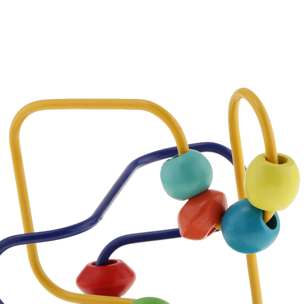 Fun Bead Maze Puzzle Activity Cube , Toddler Baby Wooden Roller Coaster Sliding Beads Game Classic Developmental Toy - Fish
