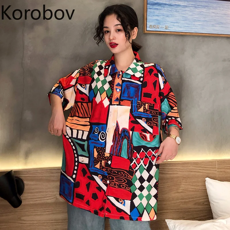 Korobov Summer Harajuku Printed Short Sleeve Women Blouses Fashion Loose Casual Vintage Female Shirts Streetwear Blouse 77020
Korobov Summer Harajuku Printed Short Sleeve Women Blouses Fashion Loose Casual Vintage Female Shirts Streetwear Blouse 77020