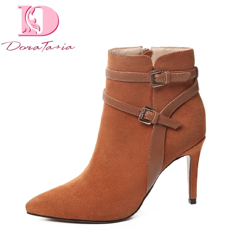 DoraTasia Brand New cow suede thin high Heels party wedding women Boots Shoes fashion pointed toe Ankle Boots Shoes Woman
DoraTasia Brand New cow suede thin high Heels party wedding women Boots Shoes fashion pointed toe Ankle Boots Shoes Woman