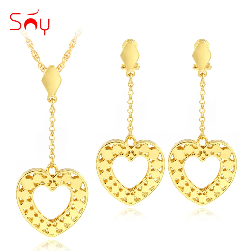 Sunny Jewelry Romantic Sets For Women Necklace Earrings Pendant Heart Hollow Party Wedding Engagement | Украшения и аксессуары