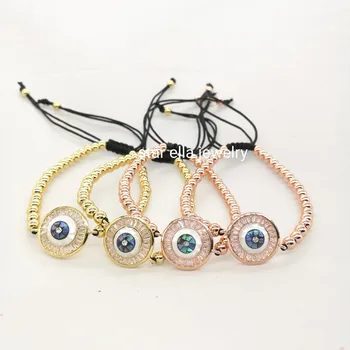 10pcs/lot Micro Pave AAA CZ Abalone Shell Round Evil Eye Adjustable Bracelet Handmade Pulsera Braiding Marcame Bracelet Joyeria 
10pcs/lot Micro Pave AAA CZ Abalone Shell Round Evil Eye Adjustable Bracelet Handmade Pulsera Braiding Marcame Bracelet Joyeria