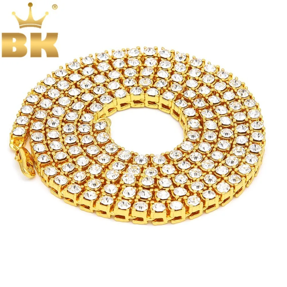 

THE BLING KING 5mm Hiphop Iced Out Tennis Chains 1 Row Necklaces Luxury Brand Silver/Gold Color Men Women Fashion Jewelry