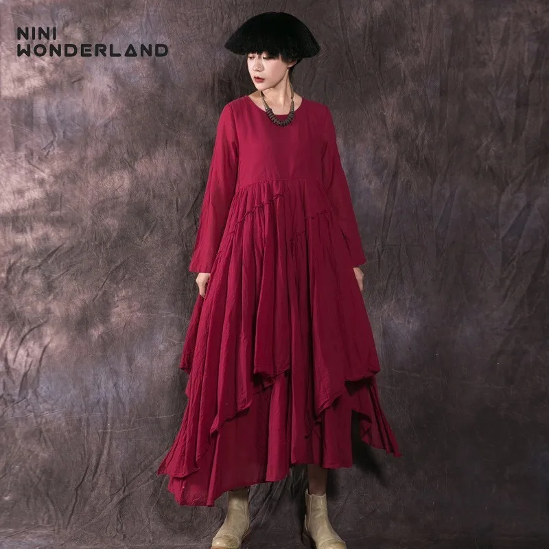 NINI WONDERLAND 2019 Spring Dress Women Irregular Cotton Dress Female Elegant Long Dresses Autumn Solid Color Vintage Clothes
NINI WONDERLAND 2019 Spring Dress Women Irregular Cotton Dress Female Elegant Long Dresses Autumn Solid Color Vintage Clothes