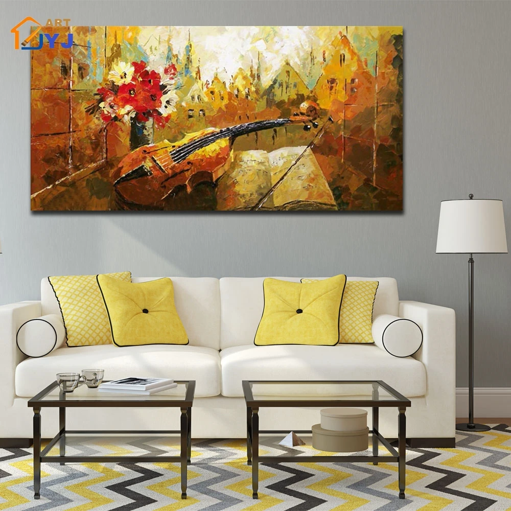 Textured Hand painted Music Picture Modern Abstract Oil Painting on Canvas Wall Art for Home Decor No Frame by JYJ ART SL109 | Дом и сад