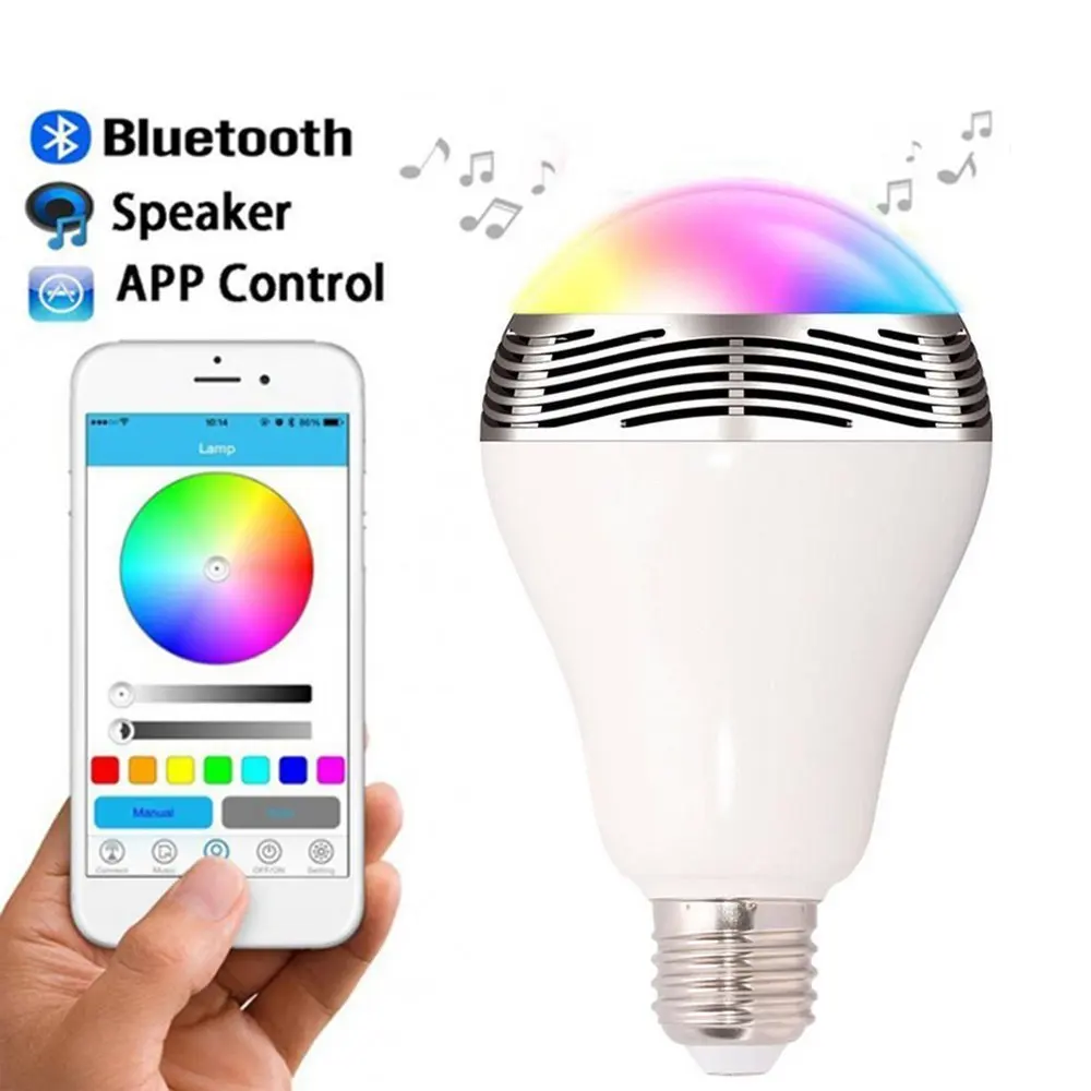 Wireless Smart Dimming E27 Bulb RGBW 10W Audio Speaker KTV Party Bedroom Bar Table Lamp Color Control Controlled by WiFi App
Wireless Smart Dimming E27 Bulb RGBW 10W Audio Speaker KTV Party Bedroom Bar Table Lamp Color Control Controlled by WiFi App