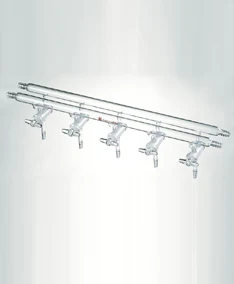 M250004 Manifold, High vacuum solid glass stopcocks, Number of ports:4 Overall width:375mm front-left-right and rear-left-right
M250004 Manifold, High vacuum solid glass stopcocks, Number of ports:4 Overall width:375mm front-left-right and rear-left-right