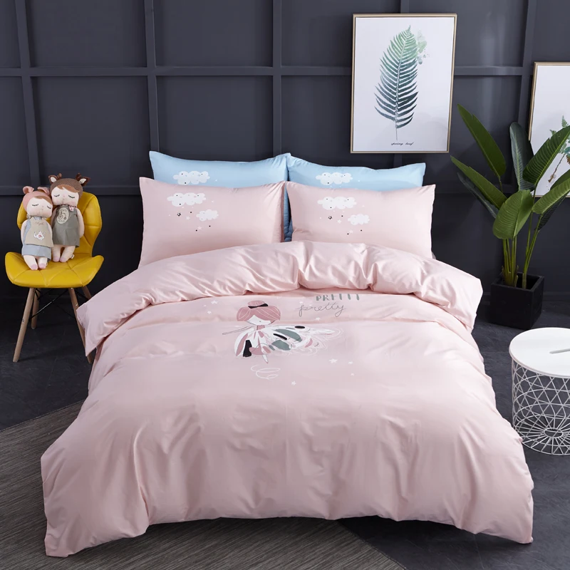 100 Cotton Cartoon Bedding Set Ballet Girl For Kids Duvet Cover