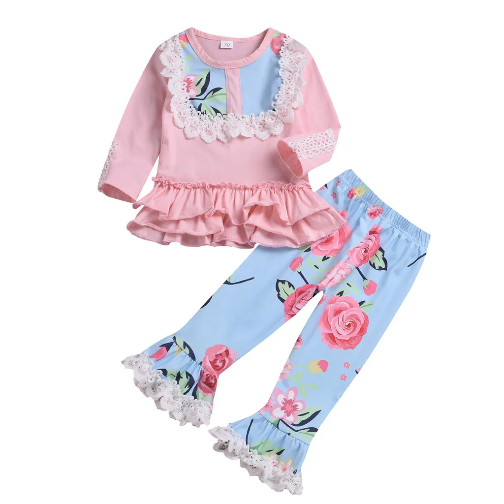 Infant Baby Girls Clothing Sets Long Sleeve Lace Floral Print Lace Tops+Flares Pants Clothes Outfit 2019 Children Girls Clothes
Infant Baby Girls Clothing Sets Long Sleeve Lace Floral Print Lace Tops+Flares Pants Clothes Outfit 2019 Children Girls Clothes