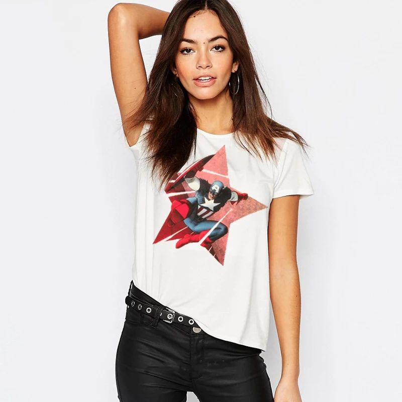 LUSLOS Marvel Comics Captain America Print Women Short Sleeve Tshirt Super Hero Summer Cotton Blended Tops Starfish T Shirt
LUSLOS Marvel Comics Captain America Print Women Short Sleeve Tshirt Super Hero Summer Cotton Blended Tops Starfish T Shirt