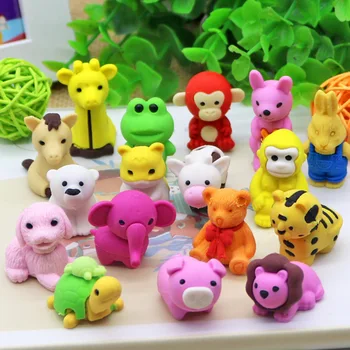 

50pcs kawaii rubber eraser cute animals Detachable erasers for kids school student pencil stationary supplies gift items goma