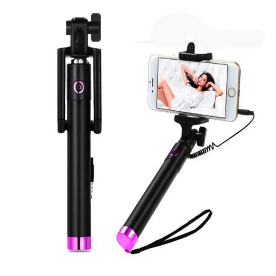 

2019 Fashion Universal Portable Handheld Self-Pole Tripod Monopod Stick For Smartphone Wired Selfie Stick For iPhone 6/6s