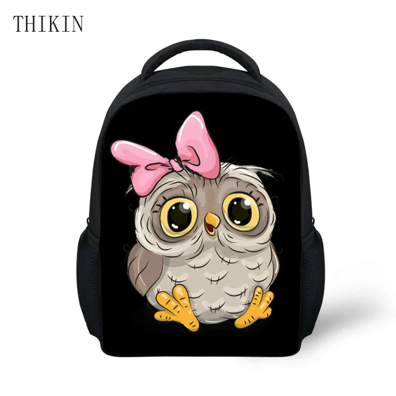 

THIKIN Kawaii Owl Printing Cute School Bags for Girls Children Bag Small Bookbag Kindergarten Toddler Backpack Preschool Satchel