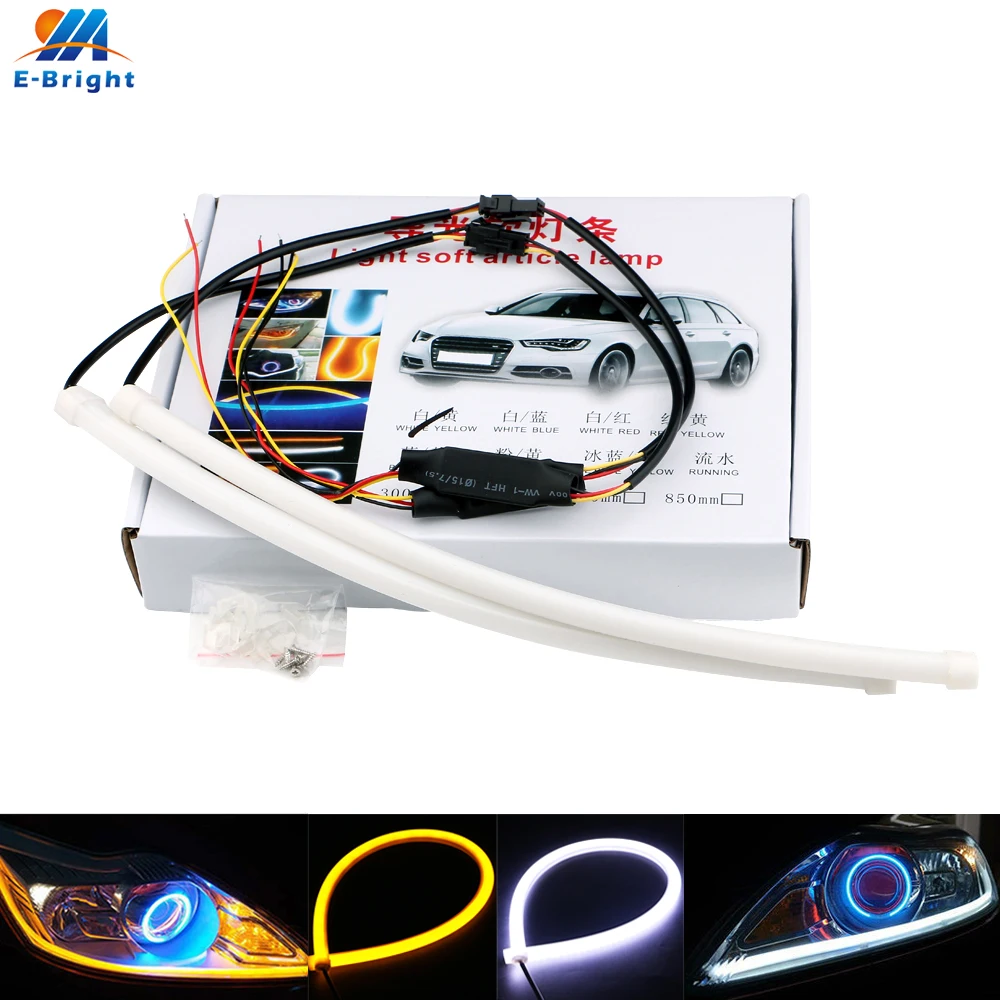 2Pcs (1Set) 30CM 45CM 60CM 85CM Flexible Tube Strip car styling White Daytime Running Light Amber Turn Signal Car Headlight Lamp
2Pcs (1Set) 30CM 45CM 60CM 85CM Flexible Tube Strip car styling White Daytime Running Light Amber Turn Signal Car Headlight Lamp