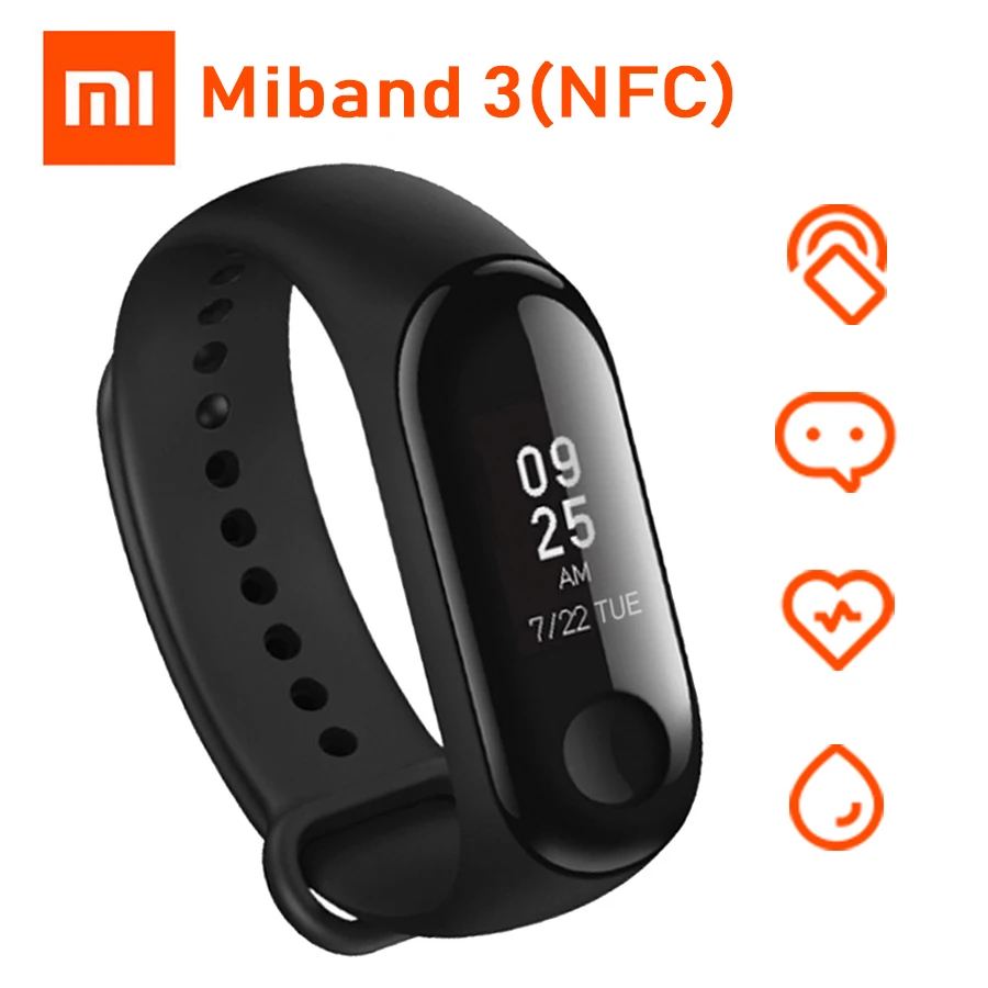 Origina Xiaomi Mi Band 3 NFC Version Smart Wristband Fitness Bracelet Big Touch Screen OLED Message Heart Rate Time
Origina Xiaomi Mi Band 3 NFC Version Smart Wristband Fitness Bracelet Big Touch Screen OLED Message Heart Rate Time