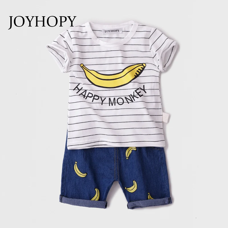 2018 Baby Boys Sets Summer Kids Boys Sets Clothes T shirt+ Denim short Pants cotton sports Banana printed Set Children Suit
2018 Baby Boys Sets Summer Kids Boys Sets Clothes T shirt+ Denim short Pants cotton sports Banana printed Set Children Suit